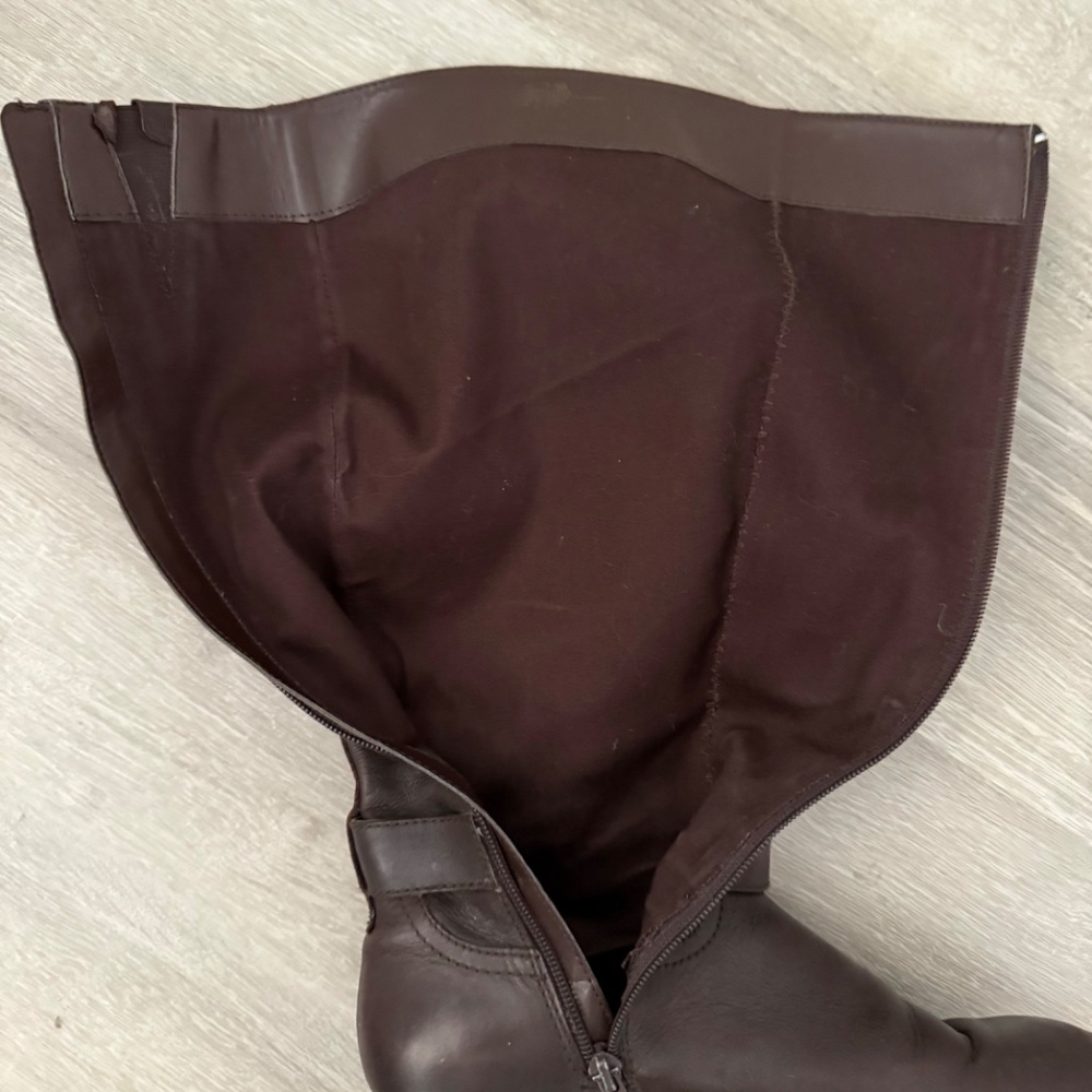 Ralph Lauren Dark Brown Leather Knee-High Heeled Boots - Picture 14 of 15